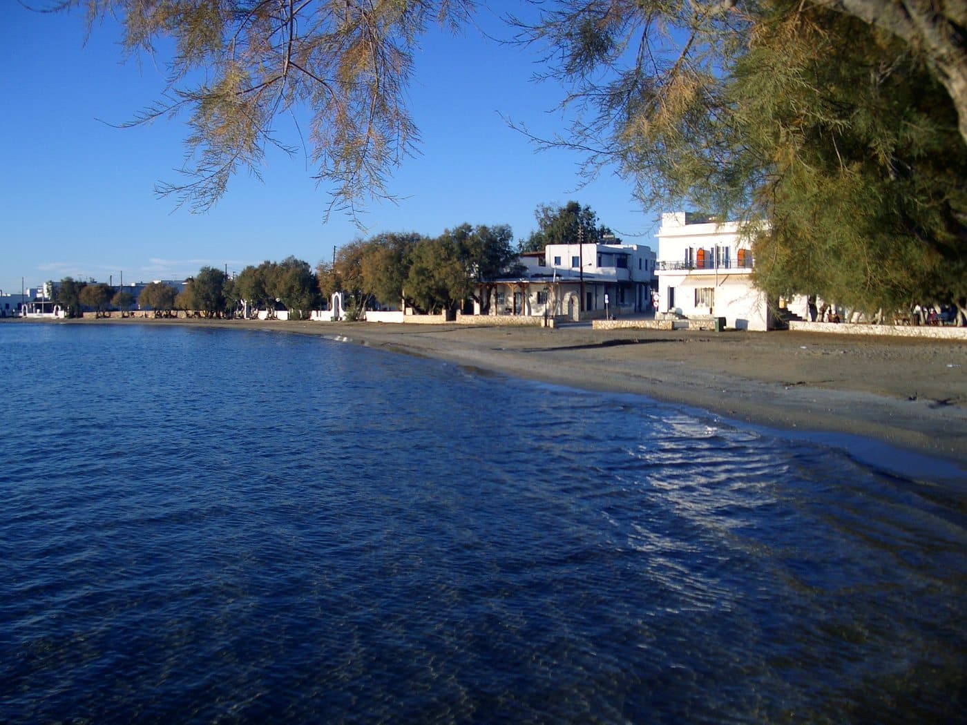 The village beach at Aliki on the south-west corner of Paros