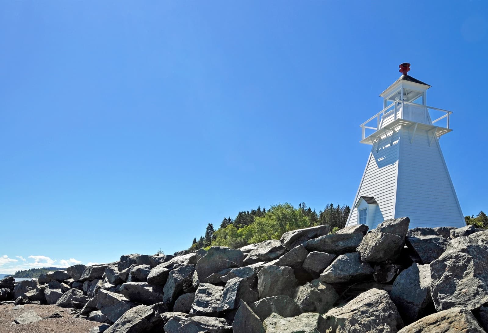 The lighthouse on the rocky Fundy shore at Spencer's Island
