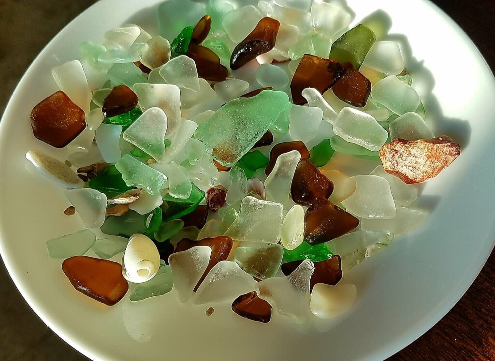Sea glass finds collected after a morning hunt