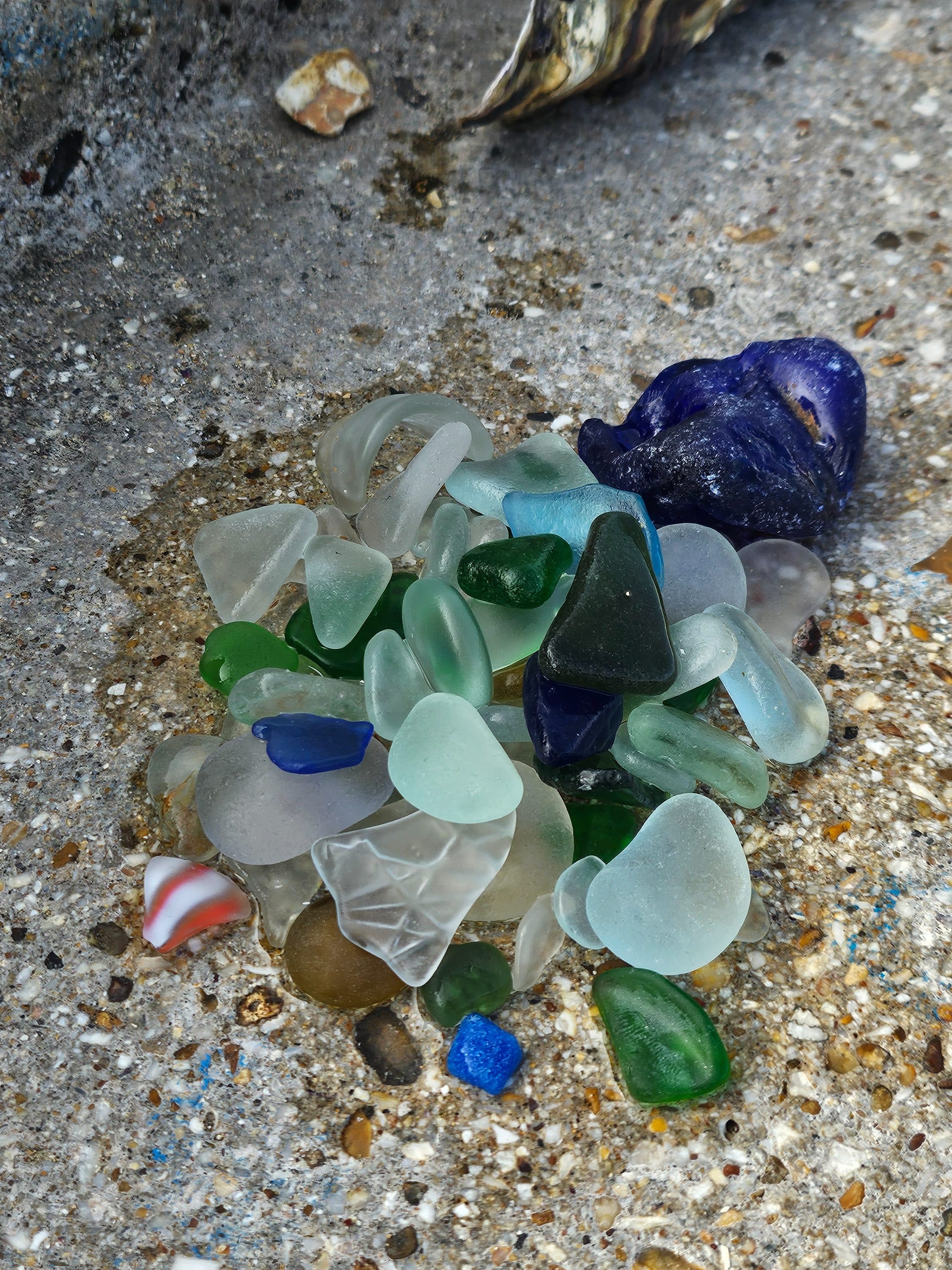 Sea glass found at Sheerness beach, United Kingdom