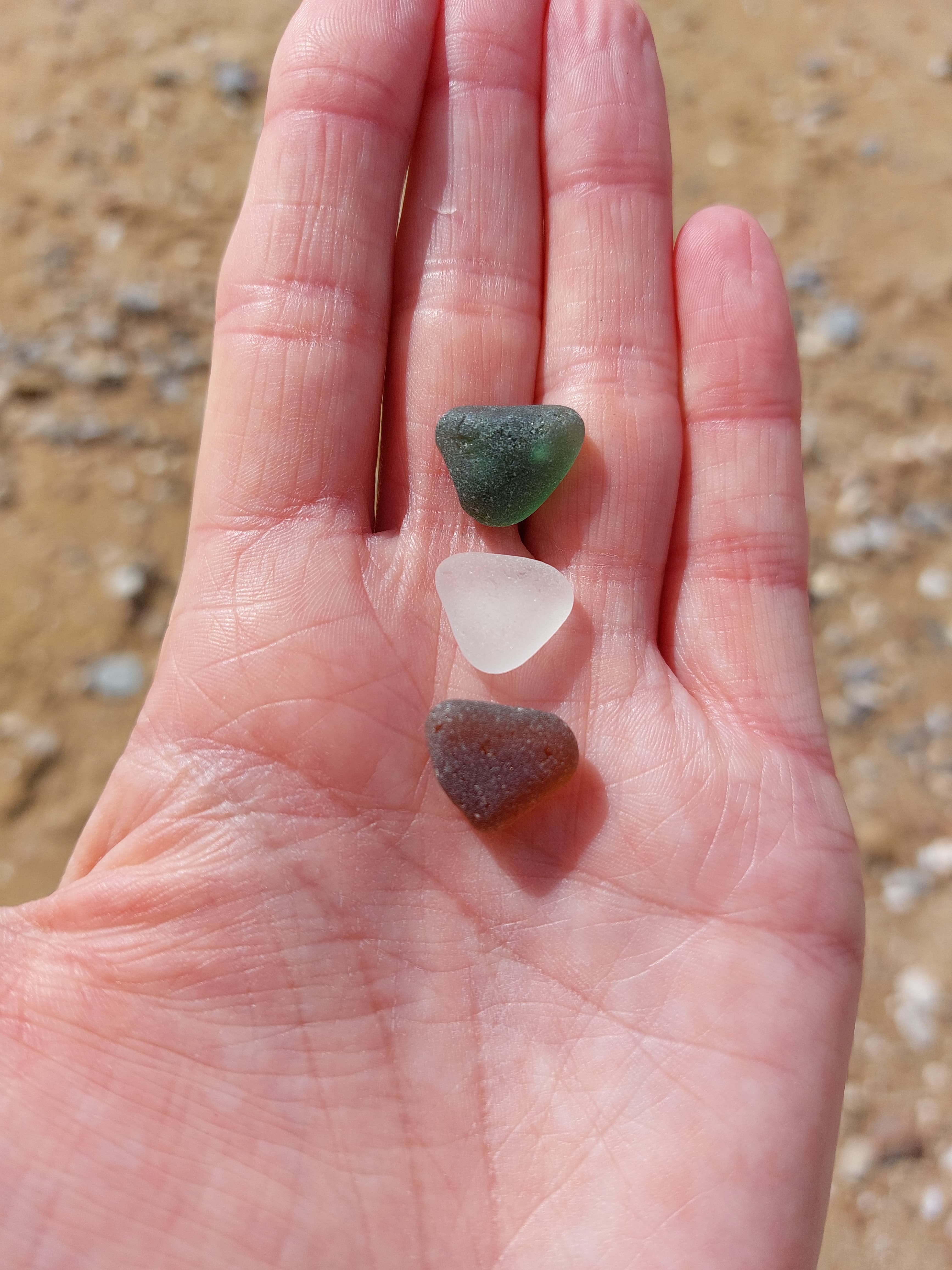 Sea glass found at Charmouth Beach