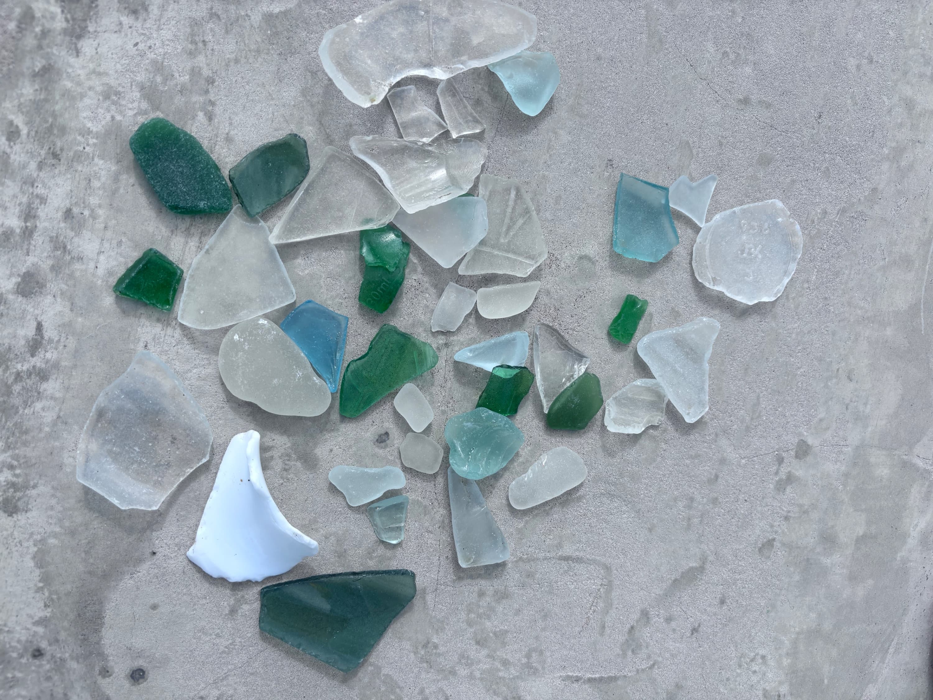 Sea glass collected at South beach, United Kingdom