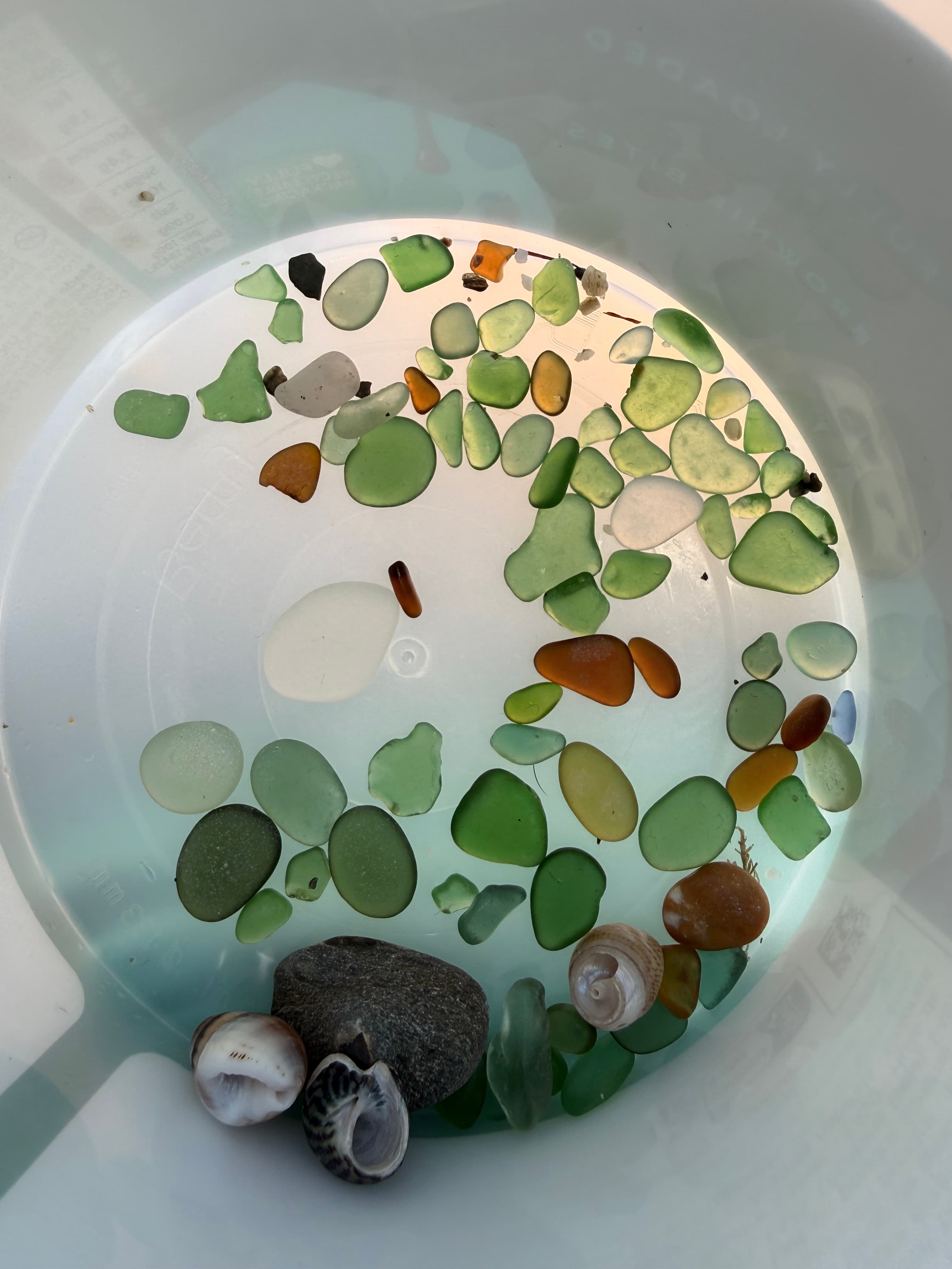 Sea glass found at Vault Beach