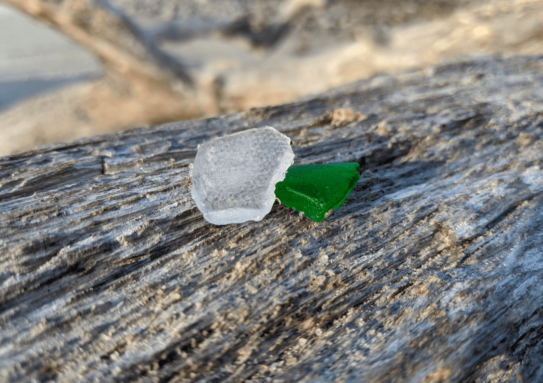Sea glass found at Driftwood Beach, United States