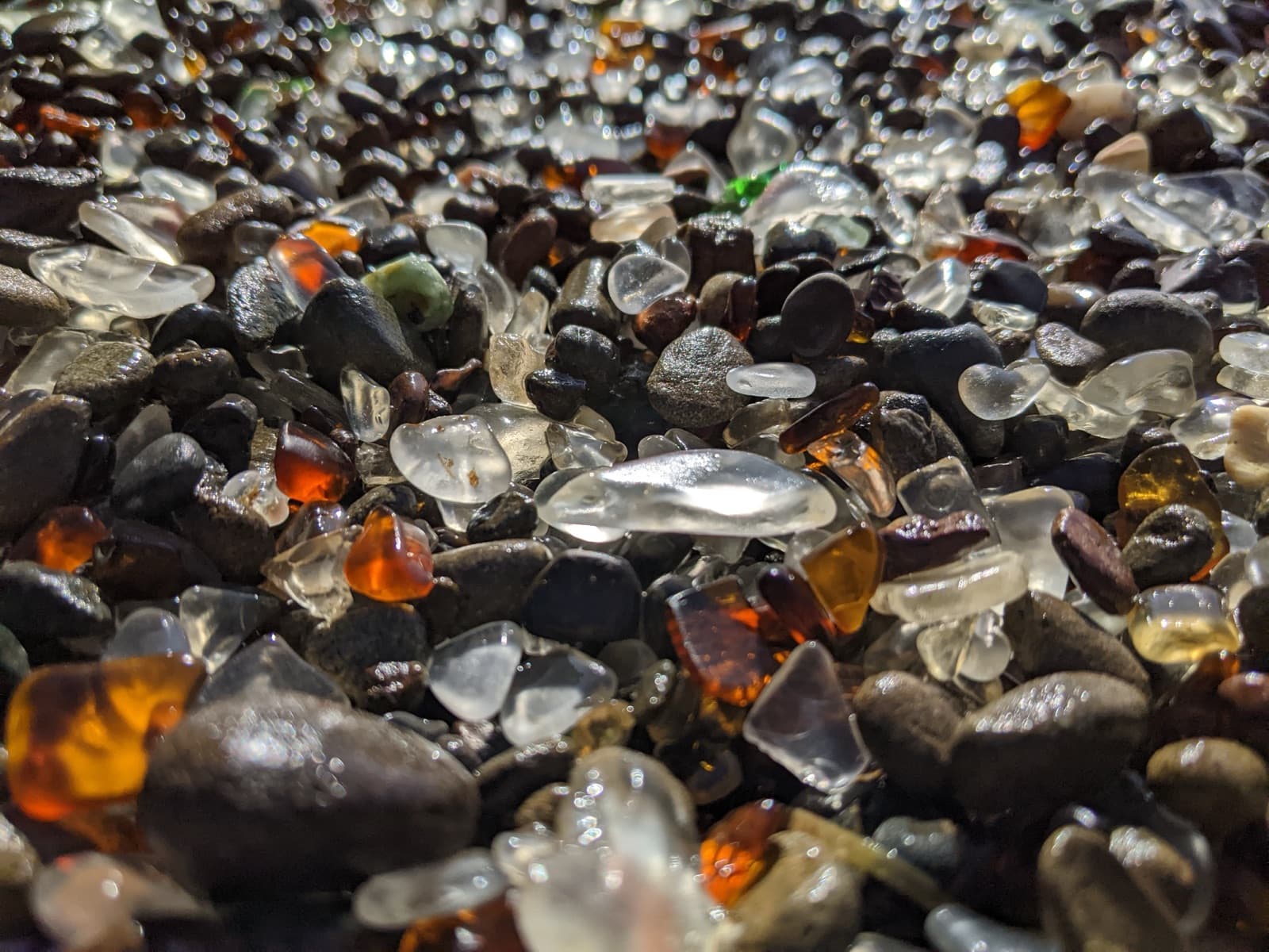 Sea glass found at Glass Beach, Fort Bragg, United States