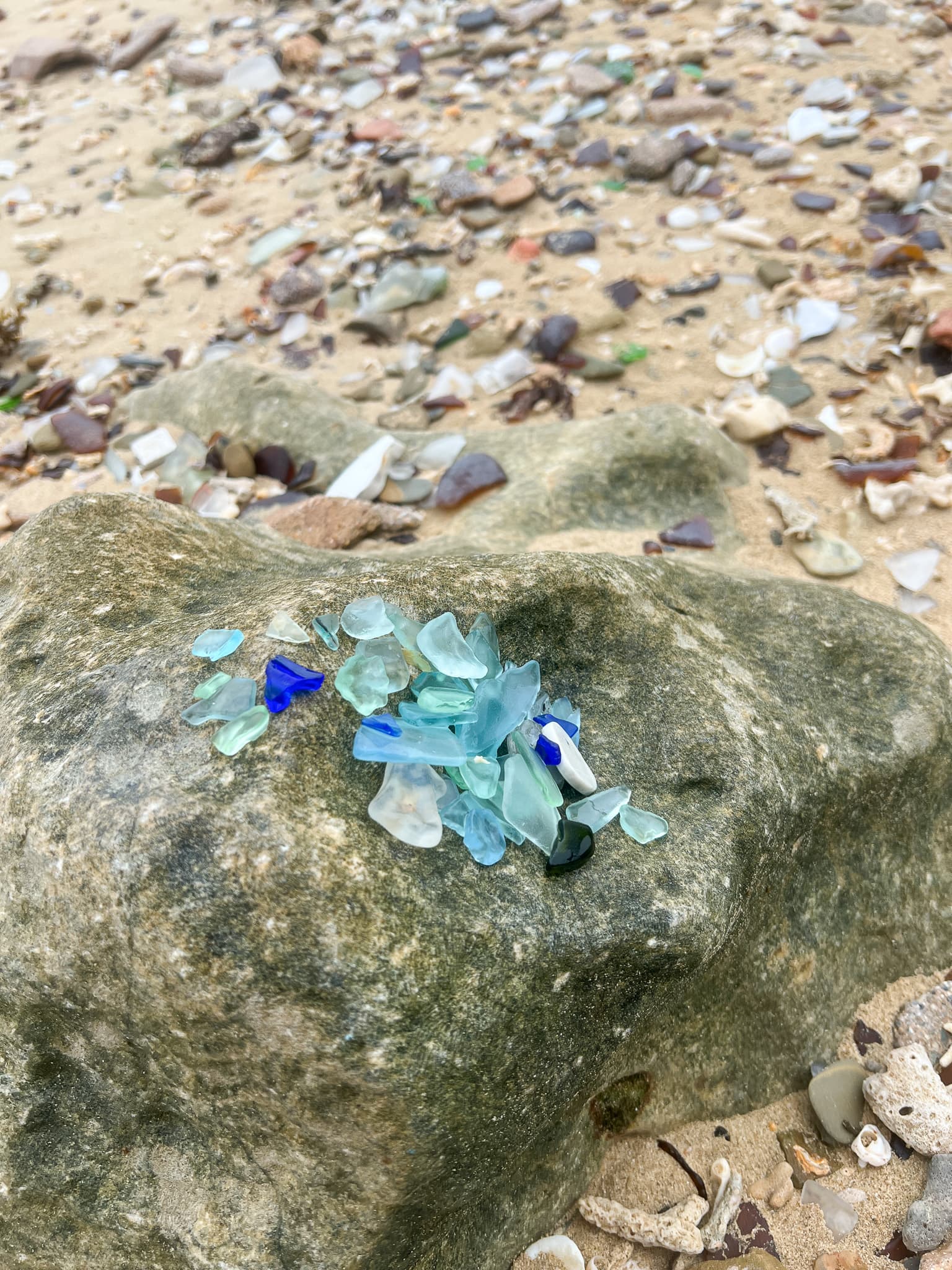 Sea glass found at Hidden Sea Glass beach