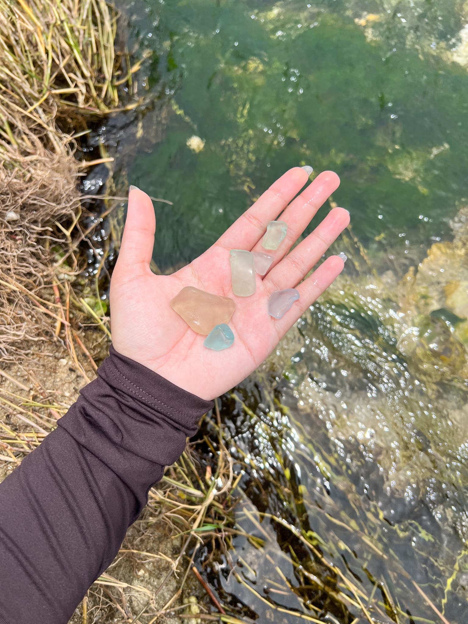 Sea glass collected at Komesu Coast, Japan