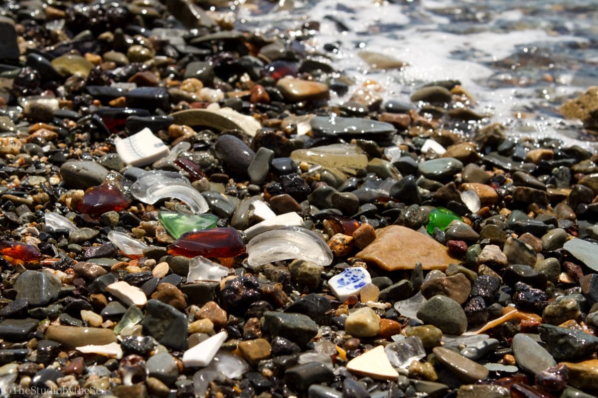 Sea glass collected at Spectacle Island, United States