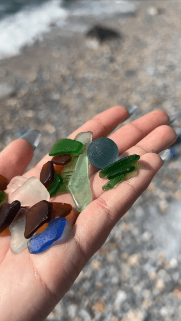 Sea glass collected at Lonely Tree Beach, Thailand